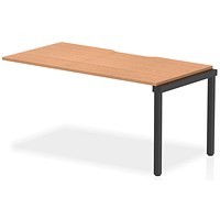 Evolve Plus 1600mm Single Row Office Bench Desk Ext Kit Oak Top Black Frame