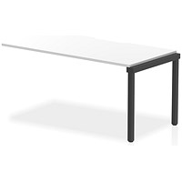 Evolve Plus 1600mm Single Row Office Bench Desk Ext Kit White Top Black Frame