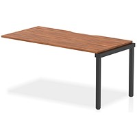 Evolve Plus 1600mm Single Row Office Bench Desk Ext Kit Walnut Top Black Frame