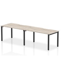 Evolve Plus 1400mm Single Row 2 Person Office Bench Desk Grey Oak Top Black Frame Evolve Plus 1400mm Single Row 2 Person Office Bench Desk Grey Oak Top Black Frame