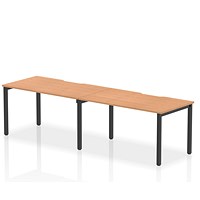 Evolve Plus 1400mm Single Row 2 Person Office Bench Desk Oak Top Black Frame