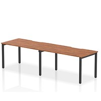 Evolve Plus 1400mm Single Row 2 Person Office Bench Desk Walnut Top Black Frame