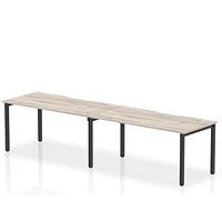 Evolve Plus 1600mm Single Row 2 Person Office Bench Desk Grey Oak Top Black Frame
