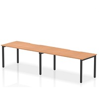 Evolve Plus 1600mm Single Row 2 Person Office Bench Desk Oak Top Black Frame