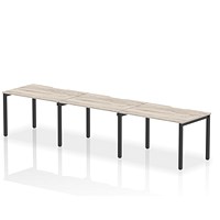 Evolve Plus 1200mm Single Row 3 Person Office Bench Desk Grey Oak Top Black Frame
