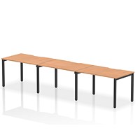 Evolve Plus 1200mm Single Row 3 Person Office Bench Desk Oak Top Black Frame Evolve Plus 1200mm Single Row 3 Person Office Bench Desk Oak Top Black Frame