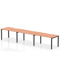 Evolve Plus 1400mm Single Row 3 Person Office Bench Desk Beech Top Black Frame