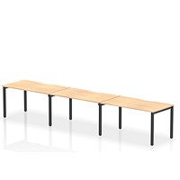 Evolve Plus 1400mm Single Row 3 Person Office Bench Desk Maple Top Black Frame