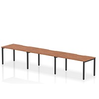 Evolve Plus 1400mm Single Row 3 Person Office Bench Desk Walnut Top Black Frame