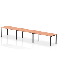 Evolve Plus 1600mm Single Row 3 Person Office Bench Desk Beech Top Black Frame