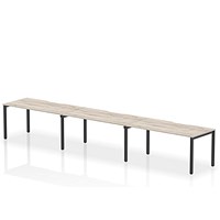 Evolve Plus 1600mm Single Row 3 Person Office Bench Desk Grey Oak Top Black Frame