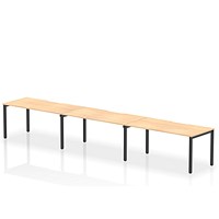 Evolve Plus 1600mm Single Row 3 Person Office Bench Desk Maple Top Black Frame