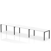 Evolve Plus 1600mm Single Row 3 Person Office Bench Desk White Top Black Frame
