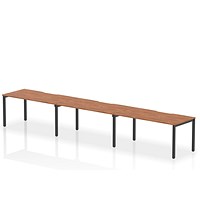 Evolve Plus 1600mm Single Row 3 Person Office Bench Desk Walnut Top Black Frame