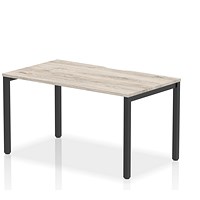 Evolve Plus 1400mm Single Starter Office Bench Desk Grey Oak Top Black Frame Evolve Plus 1400mm Single Starter Office Bench Desk Grey Oak Top Black Frame