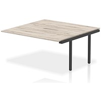 Evolve Plus 1600mm B2B Office Bench Desk Ext Kit Grey Oak Top Black Frame