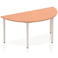 Impulse Semi-circular Table, 1600mm, Beech, Silver Box Frame Leg