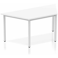 Impulse Trapezoidal Table, 1600mm, White, Silver Box Frame Leg