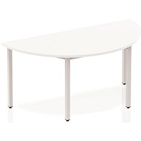 Impulse Semi-circular Table, 1600mm, White, Silver Box Frame Leg