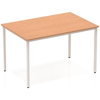 Impulse Rectangular Table, 1200mm, Oak, Silver Box Frame Leg