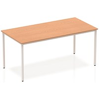 Impulse Rectangular Table, 1600mm, Oak, Silver Box Frame Leg