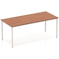Impulse Rectangular Table, 1800mm, Walnut, Silver Box Frame Leg