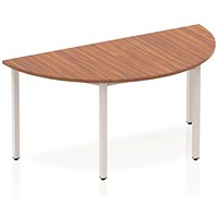 Impulse Semi-circular Table, 1600mm, Walnut, Silver Box Frame Leg