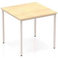 Impulse Square Table, 800mm, Maple, Silver Box Frame Leg