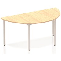 Impulse Semi-circular Table, 1600mm, Maple, Silver Box Frame Leg
