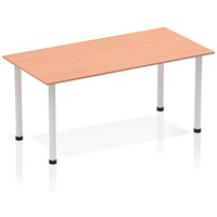 Impulse Rectangular Table, 1400mm, Beech, Silver Post Leg