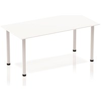 Impulse Rectangular Table, 1600mm, White, Silver Post Leg