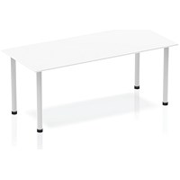 Impulse Rectangular Table, 1800mm, White, Silver Post Leg Impulse Rectangular Table, 1800mm, White, Silver Post Leg