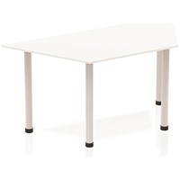 Impulse Trapezoidal Table, 1600mm, White, Silver Post Leg