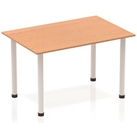Impulse Rectangular Table, 1200mm, Oak, Silver Post Leg