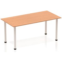 Impulse Rectangular Table, 1600mm, Oak, Silver Post Leg Impulse Rectangular Table, 1600mm, Oak, Silver Post Leg