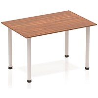 Impulse Rectangular Table, 1200mm, Walnut, Silver Post Leg Impulse Rectangular Table, 1200mm, Walnut, Silver Post Leg
