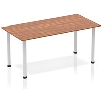 Impulse Rectangular Table, 1400mm, Walnut, Silver Post Leg