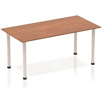 Impulse Rectangular Table, 1600mm, Walnut, Silver Post Leg Impulse Rectangular Table, 1600mm, Walnut, Silver Post Leg