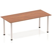 Impulse Rectangular Table, 1800mm, Walnut, Silver Post Leg