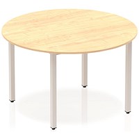 Impulse Circular Table, 1200mm, Maple, Silver Box Frame Leg