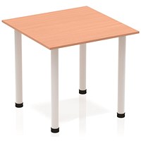 Impulse Square Table, 800mm, Beech, Silver Post Leg