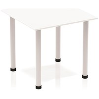 Impulse Square Table, 800mm, White, Silver Post Leg