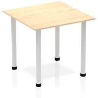 Impulse Square Table, 800mm, Maple, Silver Post Leg