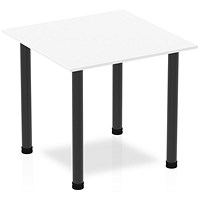 Impulse 800mm Square Table, White, Black Post Leg