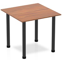Impulse 800mm Square Table, Walnut, Black Post Leg