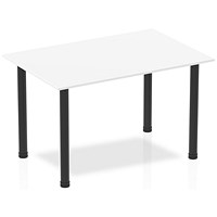 Impulse Rectangular Table, 1200mm, White, Black Post Leg