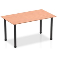 Impulse Rectangular Table, 1400mm, Beech, Black Post Leg