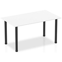 Impulse Rectangular Table, 1400mm, White, Black Post Leg