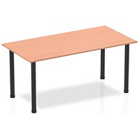 Impulse Rectangular Table, 1600mm, Beech, Black Post Leg