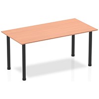 Impulse Rectangular Table, 1600mm, Beech, Black Post Leg Impulse Rectangular Table, 1600mm, Beech, Black Post Leg